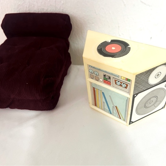 Vintage 1984 TV Meritus & Stereo System Hong Kong FURNITURE Barbie Futon Grill - Picture 2 of 10